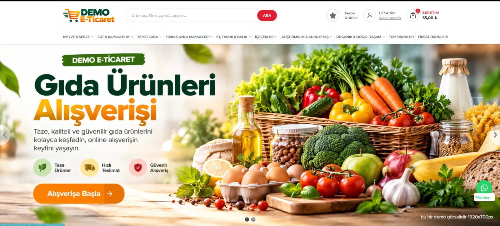 Demo E-Ticaret e-ticaret sitesi ekran görüntüsü